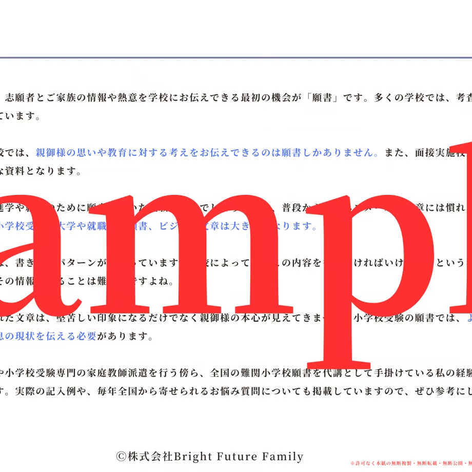 男の子専用小学校受験】願書作成完全版➕面接対策完全版【資料➕添削