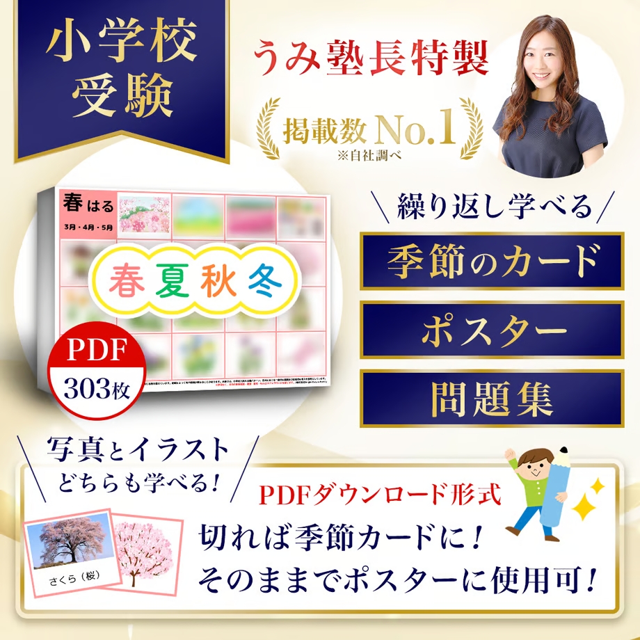 小学校受験】季節のカード(ポスター)228個とペーパー(278枚)の